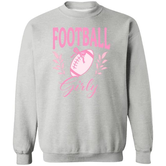 Football Girly Cozy Crewneck Pullover Sweatshirt