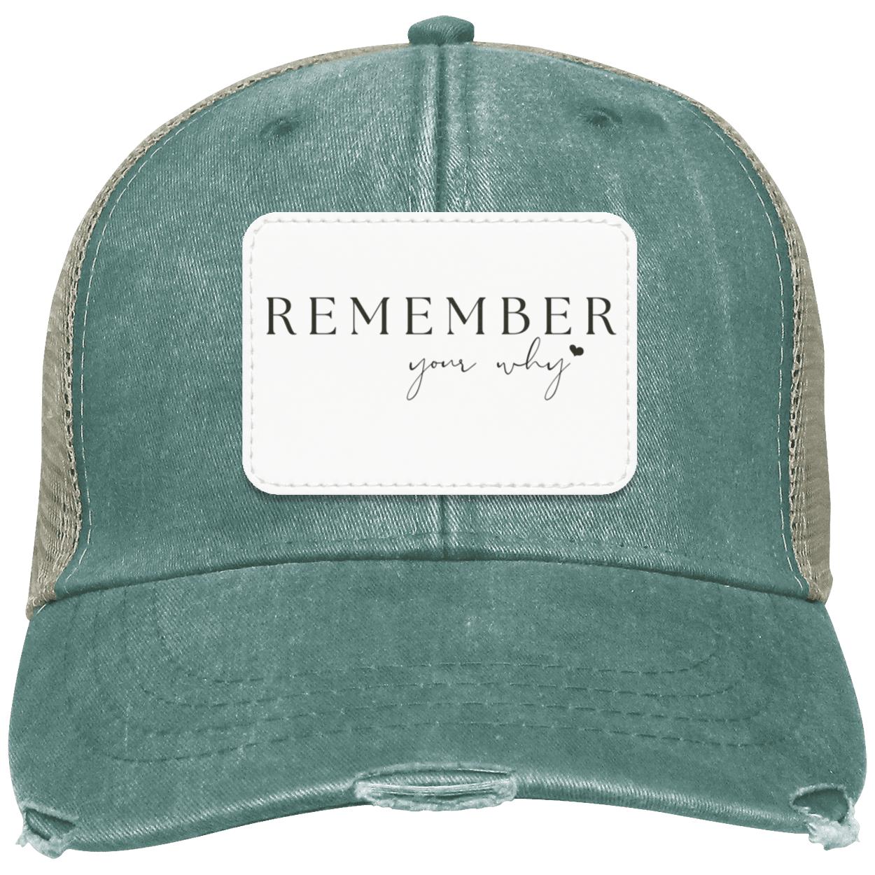 Distressed Hat with a Remember Your Why Vegan Patch