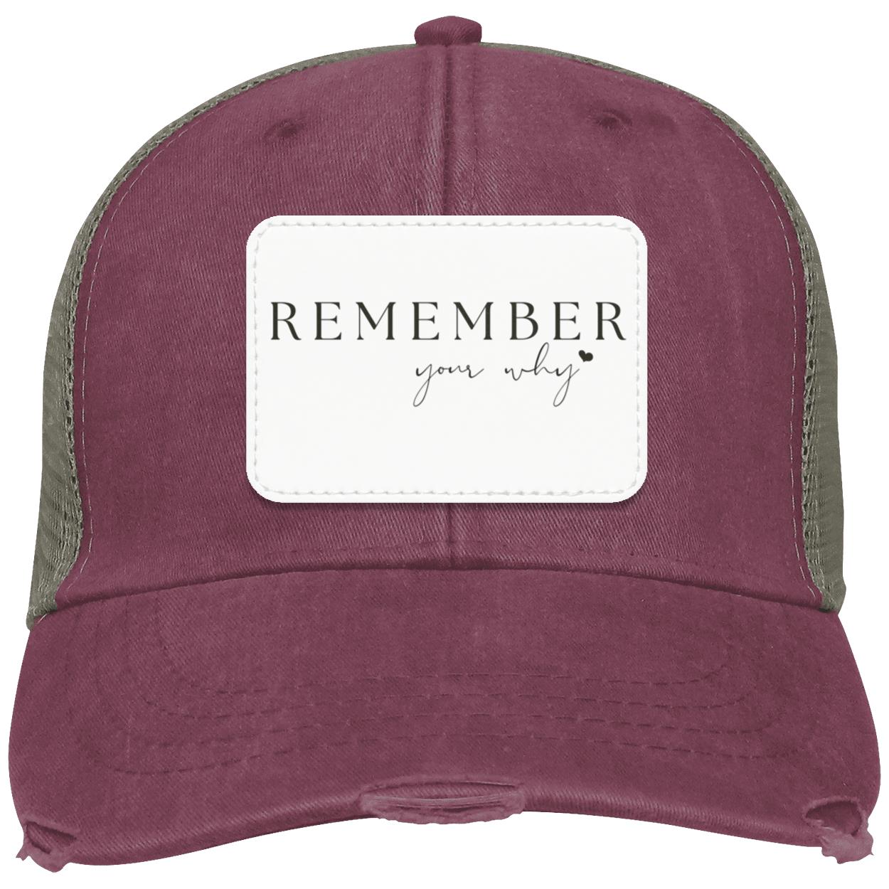 Distressed Hat with a Remember Your Why Vegan Patch