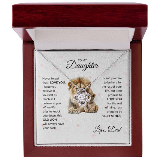 To My Daughter Love Knot Lion Necklace